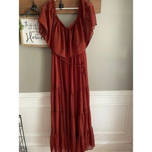 Rust color off the shoulder Baltic Born dress!